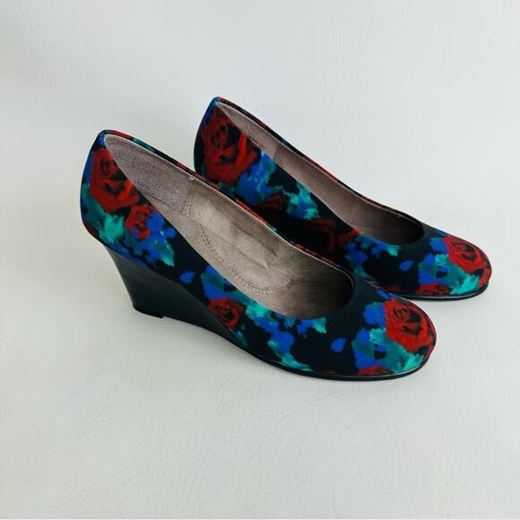 Aerosoles Plum Tree Floral Wedge 3" Heel Pumps Shoes Womens Sz 7.5 M - Picture 5 of 9